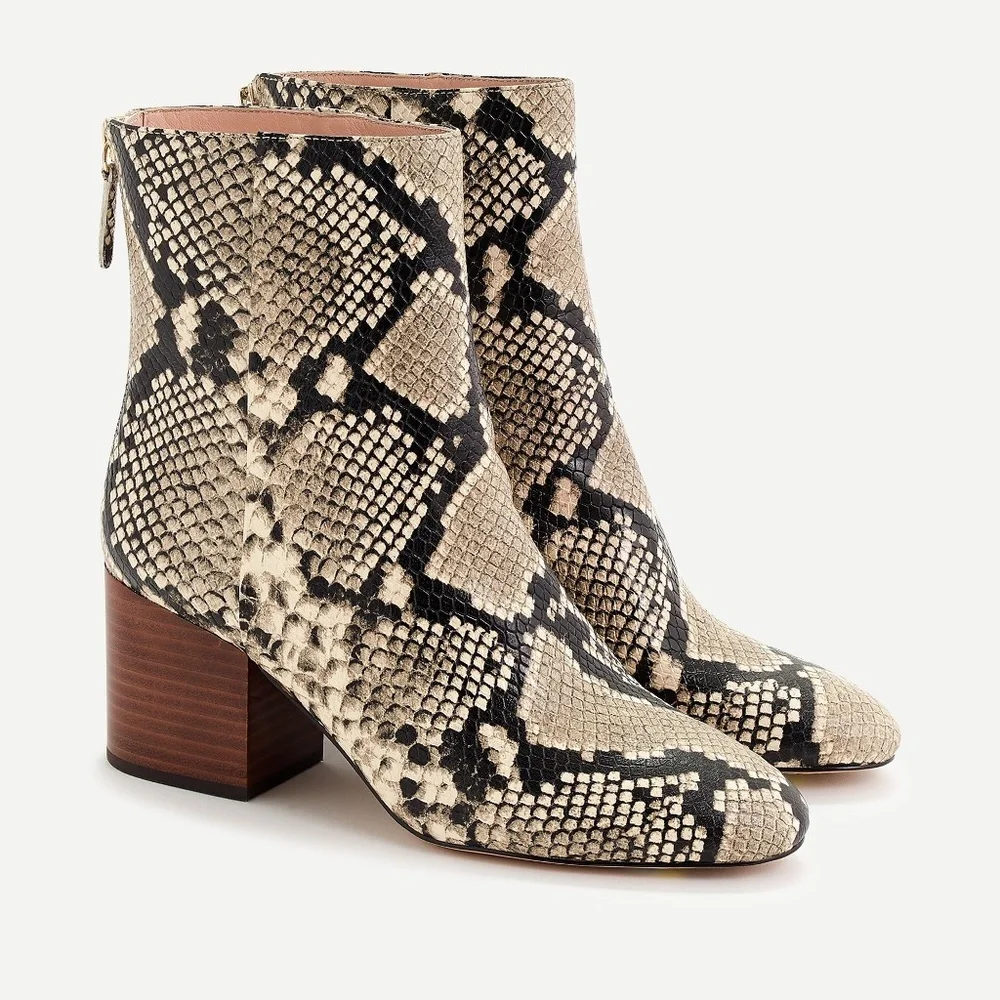 New J.CREW Size 8.5 Sadie Boots in Snake-Embossed Leather - Picture 1 of 7